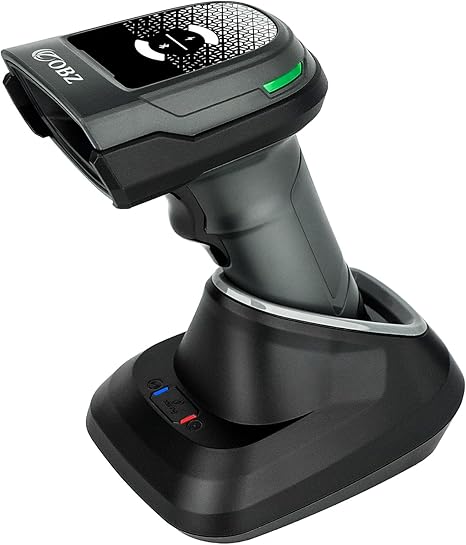 OBZ Bluetooth Barcode Scanner with Versatile Charging Stand, 2D 1D QR Code Scanner, Automatic 2.4G Wireless Barcode Scanner Connect PC, POS, Tablet, Smart Phone, Work with Mac OS Windows iOS Android