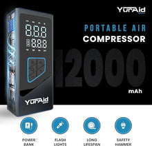 Load image into Gallery viewer, Portable Tire Inflator for car 150PSI Wheel &amp; Tire Air Compressors &amp; Inflators Tires For Vehicles With Battery, Fast Inflation Electric &amp; Digital Tire Pressure Pump Gauge For Car, Bike, Motorcycle
