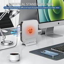 Load image into Gallery viewer, Minisopuru Mac Mini Dock Support M.2 NVMe/SATA SSD, 5 in 1 USB C Hub for Mac Mini, Mac Mini Hub Stand &amp; Docking Station Mac Mini Accessories with 2 USB C 10Gbps Data, TF&amp; SD, M.2 SSD(Not Included)
