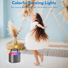 Load image into Gallery viewer, JYX Mini Karaoke Machine for Kids - Black Bluetooth Speaker Unpowered Cabinets with Party Lights and 1 Wireless Microphone, Great for Adults, Ideal for Family Home Parties and Birthday Gifts
