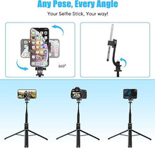Load image into Gallery viewer, 71&quot; Tall Selfie Stick Tripod Quadripod with Remote &amp; with 360° Ballhead, Aluminum Alloy Extendable Cell Phone Tripod Stand, Travel Tripod Phone Holder Compatible with iPhone/GoPro
