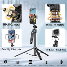Load image into Gallery viewer, Auto Face Tracking Tripod 360 Rotation with Stand,Android and iPhone Tripod Holder with Remote and Gesture Control, No App,Built-in Tracking Camera Selfie Stick Tripod for Vlog Video Recording Tiktok

