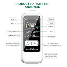 Load image into Gallery viewer, 5-in-1 Air Quality Monitor PM2.5/1.0/10 HCHO TVOC Temp Humidity Air Quality Detector
