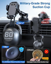 Load image into Gallery viewer, YRU?80+LBS Safest Strongest Rotatable Suction 2025 Ultimate Car Phone Holder Mount ?Military-Grade &amp; All Patent Safety Certs? Dashboard Windshield Vent for iPhone 16 15 Pro Max 14 Samsung, Black
