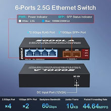 Load image into Gallery viewer, 6 Port 2.5G Umanaged Ethernet Switch,4X 2.5GBASE-T Ports,2X 10G SFP, 60Gbps Switching Capacity,Mini Wall Mountable 2.5Gb Network Switch for Wireless AP, NAS, PC
