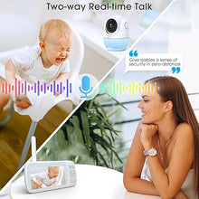 Load image into Gallery viewer, Video Baby Monitor with Camera and Audio, 1080P Baby Monitor No WiFi,5.3&quot; Screen and 24H Storage Playback, 7000mAh Battery, Night Light, 2-Way Talk
