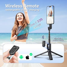 Load image into Gallery viewer, 40.9&quot; Magnetic Selfie Stick Tripod, Cell Phone Tripod Stand with Rechargeable Remote &amp; Phone Tripod Mount with 2 Cold Shoe,Portable Phone Holder for Travel Selfies Live Streaming Video Recording
