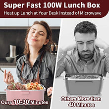 Load image into Gallery viewer, Electric Heated Lunch Box 100W - 3-IN-1 1.8L Fast Self Heating Lunch Boxes Portable Food Heater for Adults,12V/24V/110V with Leak-Proof Compartment Lid for Car Truck Office Home Pink (3 Times Faster)
