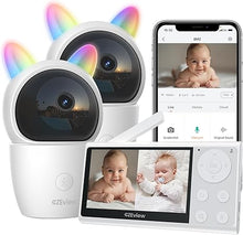 Load image into Gallery viewer, Video Baby Monitor with Camera and Audio, 2K Baby Monitor WiFi Smartphone with Night Vision, Pan-Tilt-Zoom via 4.3&quot; Screen and APP, Cry/Motion Detection, 2-Way Audio (White 2pcs)
