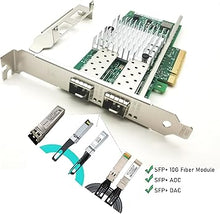 Load image into Gallery viewer, 10Gb Network Card Dual SFP+ Ports PCIEx8 Ethernet Converged Server Compatible Intel X520-DA2 82599ES Chip Support Windows 7/8/10/11/Visa,Server/Linux/VMware
