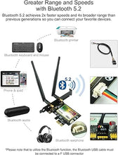 Load image into Gallery viewer, 5400Mbps PCIE WiFi Card Intel 6E Chipset (6GHz&amp;5Ghz&amp;2.4GHz) PCIe WiFi Card BT 5.2, WiFi Adapter mit OFDMA, Ultra-Low Latency, Windows 10/11 (64bit)
