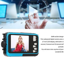 Load image into Gallery viewer, Underwater Camera Support 128GB Expandable Point and Shoot Waterproof Camera 10ft 30MP 1080P FHD Video Compact Portable 16X Zoom Waterproof Digital Camera for Kids Snorkeling
