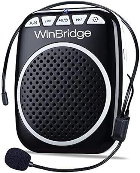 WinBridge WB001 Portable Voice Amplifier with Headset Microphone Personal Speaker Mic Rechargeable Ultralight for Teachers, Elderly, Tour Guides, Coaches, Presentations, Teacher