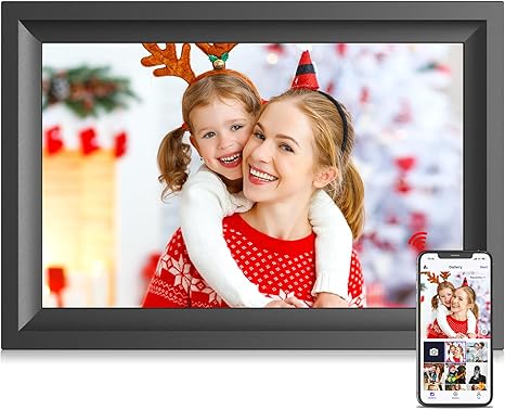 ThankVip WiFi Digital Picture Frame, 1280 * 800 HD Display IPS Touch Screen Digital Photo Frame,16GB Memory, Auto-Rotate, Wall-Mounted, Share Photos/Videos and Send Best Wishes via Phone App