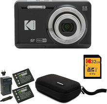 Load image into Gallery viewer, Kodak PIXPRO Friendly Zoom FZ55 Digital Camera (Black) Bundle with 32GB SD Card, Camera Case, and Battery Travel Charger (4 Items)
