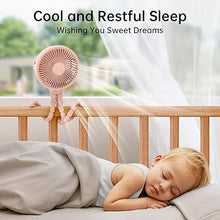 Load image into Gallery viewer, GUSGU Stroller Fan Clip on for Baby, Flexible Tripod &amp; Rechargeable Battery, Small Personal Fan, Mini Portable Fan for Travel, Handheld, Car (Pink)
