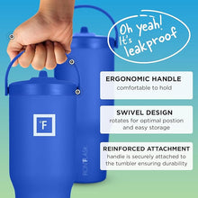 Load image into Gallery viewer, IRON °FLASK Sidekick Insulated Water Tumbler w/Straw &amp; Foldable Handle -Stainless Steel Leak-Proof Bottle, Non-Slip Base &amp; Fits Cup Holders for Hot, Cold Drinks - Travel Mug - 30 Oz, Cobalt Blue
