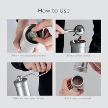 Load image into Gallery viewer, AXSIO Manual Coffee Grinder with CNC Stainless Steel Conical Burr,Hand Coffee Grinder for Home Use,Internal Adjustable Setting with 30g Capacity,Silver
