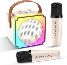 Load image into Gallery viewer, Mini Karaoke Machine for Kids and Adults,Portable Bluetooth Karaoke Machine with 2 Wireless Microphones, Kids Karaoke Machine for Home Party,Birthday Gifts for Girls Boys?Beige?
