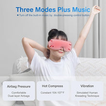 Load image into Gallery viewer, Hot Compress Massage Eye Mask, Lightweight Bluetooth Music Wireless Eye Massager with Heat and Vibration, Airbag Kneading for Strain Relief
