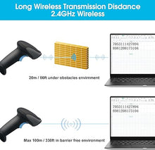 Load image into Gallery viewer, Sumicor 1D Barcode Scanner, 2.4G Wireless &amp; USB Connection Compatible with Windows 7 10 11, CCD Sensor Handheld Bar Code Reader with Holder (1D 2.4G Wireless)
