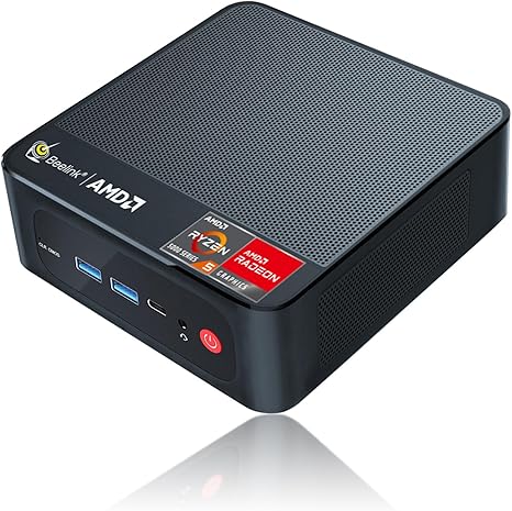 Beelink SER5 Mini PC,AMD Ryzen 5 5560U(6C/12T,up to 4.0 GHz),Mini Computer 16GB DDR4 RAM 500GB NVMe SSD Graphics 6 core 1600 MHz,Wifi6 BT5.2,Auto Power On