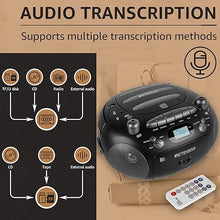 Load image into Gallery viewer, Retekess TR630 CD Cassette Player, Boombox CD Player AM FM Radio, Recording Transcription, USB, Micro SD, LCD Display, for Family
