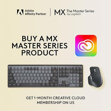 Load image into Gallery viewer, Logitech MX Mechanical Wireless Illuminated Performance Keyboard, Tactile Quiet Switches, Bluetooth, USB-C, macOS, Windows, Linux, iOS, Android, Graphite - With Free Adobe Creative Cloud Subscription
