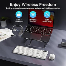 Load image into Gallery viewer, Wireless Keyboard and Mouse Combo, Soueto 2.4G Full-Sized Computer Keyboard with Phone Tablet Holder, 22 Multimedia Shortcuts, Numeric Keypad, 6 Button Silent Mouse for Windows, Mac (White)
