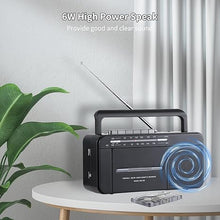 Load image into Gallery viewer, Boombox MP3 Conversion Cassette Tape Player Recorder AM FM Radio, Cassette to MP3 Digital Converter, USB Recording, Built-in Microphone, Big Speaker and Earphone Jack by AC or C Batteries
