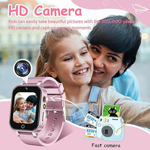 Load image into Gallery viewer, 1.5 Inches Kids Smart Watch for Boys Girls, 26 Puzzle Games, Smartwatch with Camera, Pedometer, Video Voice Music Player Learning Card,Christmas Birthday Gift for 3-12 Years Children (Pink)
