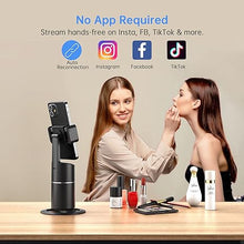 Load image into Gallery viewer, Auto Face Tracking Phone Holder, No App Required, 360° Rotation Face Body Phone Tracking Tripod Smart Shooting Camera Mount for Live Vlog Streaming Video, Rechargeable Battery-Black
