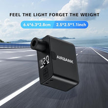Load image into Gallery viewer, AIRBANK Mini Bike Pump with Gauge Pocket PRO, Max 120PSI Bike Air Pump Auto Shut-Off, Portable Electric Bicycle Pump for Road Bike and Balls, Tire Inflator for Schrader &amp; Presta Valve
