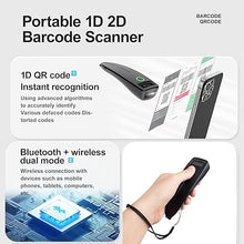 Load image into Gallery viewer, Bluetooth Barcode Scanner Portable Wireless QR Code Scanner 1D 2D Mini Code Scanner for Inventory,Supports On-Screen Reading,Plug and Play for Windows, Mac, Android, iOS-W7
