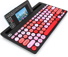 Load image into Gallery viewer, HUO JI Wireless Keyboard Multi-Device, Bluetooth and 2.4G Dual Mode for iPad, Switch to 3 Devices for Cellphone, Tablet, PC, Smart TV, iOS Android Windows, Black Pink
