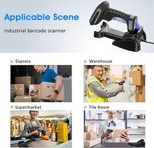 Load image into Gallery viewer, Symcode 2D QR Industrial Barcode Scanner with Wireless Charging Stand, Rugged Heavy Duty 3-in-1 Bluetooth &amp;Wireless&amp;USB Hands-Free Barcode Reader for Laptop Desktop Tablet Android Black
