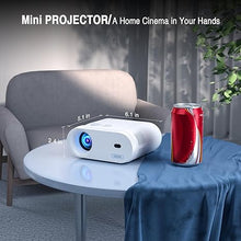 Load image into Gallery viewer, Mini Projector, VISSPL Full HD 1080P Video Projector, Portable Outdoor Projector with Tripod, Kids Gift, Home Theater Movie Phone Projector Compatible with Android/iOS/Windows/TV Stick/HDMI/USB
