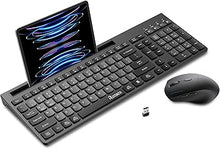 Load image into Gallery viewer, Wireless Keyboard and Mouse Combo, 2.4Ghz Silent Wireless Computer Keyboard with Phone Tablet Holder, 3 DPI Adjustable Ergonomic Mouse, Compatible with Mac Windows (Gray &amp; Black)
