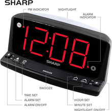 Load image into Gallery viewer, Sharp LED Digital Alarm Clock – Simple Operation - Easy to See Large Numbers, Built in Night Light, Loud Beep Alarm with Snooze, Bright Big Red Digit Display
