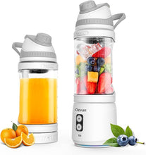 Load image into Gallery viewer, Portable Blender, Anti-Jamming 300 Watt for Shakes and Smoothies, 24oz Travel Blender USB Rechargeable, BPA Free Sporty bottle with a Travel Lid.(White Base Grey Lid)
