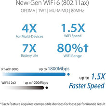 Load image into Gallery viewer, ASUS RT-AX1800S Dual Band WiFi 6 Extendable Router, Subscription-Free Network Security, Parental Control, Built-in VPN, AiMesh Compatible, Gaming &amp; Streaming, Smart Home

