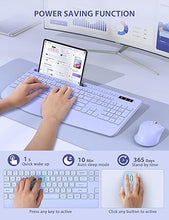 Load image into Gallery viewer, SABLUTE Wireless Keyboard and Mouse, Wrist Rest, Phone Holder, Batteries Included, 2.4G Lag-Free Ergonomic Keyboards Mouse Combo, Silent Keyboard Cordless Set for Computer, Laptop, PC, Windows, Purple
