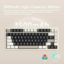 Load image into Gallery viewer, WOBKEY Rainy 75 CNC Aluminum HMX/JWK/Cocoa Switches Triple-Mode Connectivity Mechanical Keyboard with Superior Acoustics, RGB/PP/Mirrored Glass/3500mAh/Violet Switch (Standard - White)
