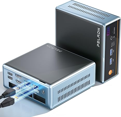 PELADN WO4 Mini PC,AMD Ryzen 7 5700U(8C/16T up to 4.3Ghz), 16GB DDR4 RAM, 512GB NVME SSD Mini Desktop Computer, WiFi6/BT5.2/DP1.4/HDMI2.0/USB3.2/Win11 Pro for Gaming/Office/Home