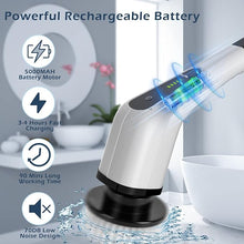 Load image into Gallery viewer, Electric Spin Scrubber, Cordless Cleaning Brush Scrubber for Home, 400RPM/Mins-8 Replaceable Brush Heads-90Mins Work Time, 3 Adjustable Size, 2 Speeds for Bathroom Shower Bathtub Glass Car

