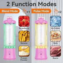 Load image into Gallery viewer, Portable Blender 20oz Large Capacity, 6 Blades Mini Blender for Shakes and Smoothies, BPA Free Personal Blender with Rechargeable USB, Fresh Juice Blender for On the Go, Purple
