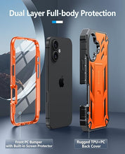 Load image into Gallery viewer, FNTCASE for iPhone 16 Plus Case: Military Grade Drop Proof Protection Mobile Cover with Kickstand | Matte Textured Rugged Shockproof TPU | Protective Sturdy Phone Case - 6.7 inch Orange

