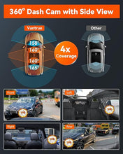 Load image into Gallery viewer, Vantrue N5 4 Channel WiFi 360° All Sides Dash Cam, STARVIS 2, IR Night Vision, 2.7K+1080P*3 Front Rear Inside Dashcam, Voice Control, GPS, 24 Hours Buffered Parking Mode Dash Camera, Support 512GB Max
