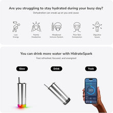 Load image into Gallery viewer, Hidrate Spark PRO Smart Tumbler with Lid &amp; Straw – Insulated Stainless Steel – Tracks Water Intake with Bluetooth, LED Glow Reminder When You Need to Drink – 20oz, Brushed
