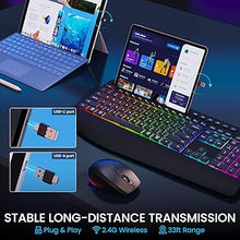 Load image into Gallery viewer, Wireless Keyboard and Mouse Combo - Dual System RGB Backlit Mouse and Keyboard,2.4G Rechargeable,Full-Sized Ergonomic Silent Design with Phone Holder for Windows Mac PC Laptop
